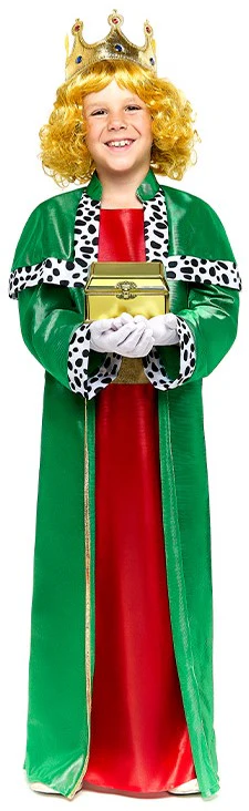 Disfraz de Rey Mago Verde y Rojo para Niño