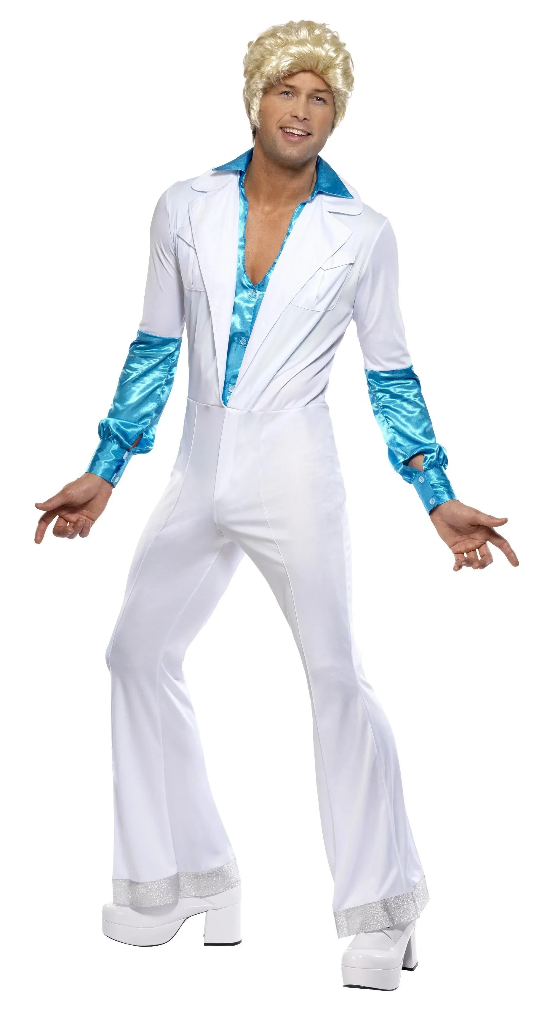Disfraz de Abba Años 70 Azul y Blanco para Hombre - Image 3