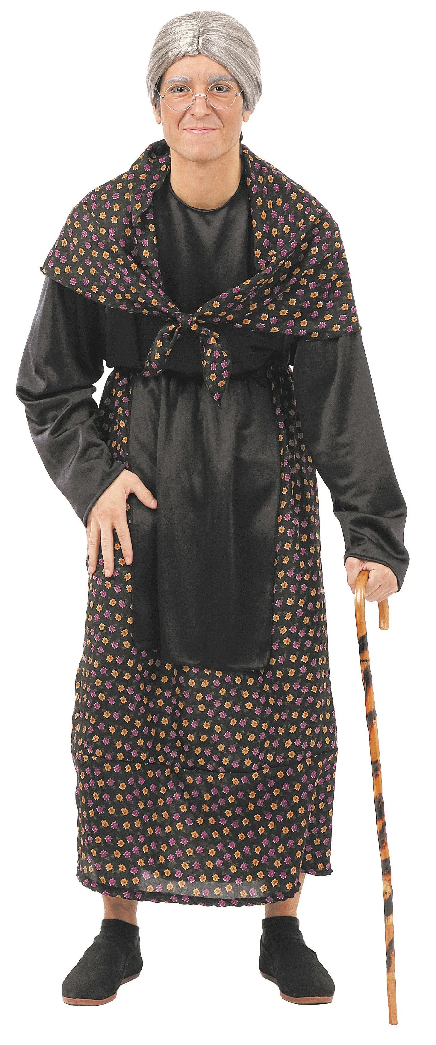 Disfraz de Abuela con Pañuelo para Adulto