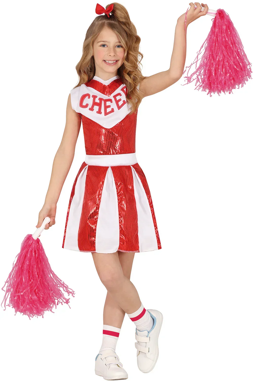 Disfraz de Animadora Cheerleader Rojo para Niña - Image 3