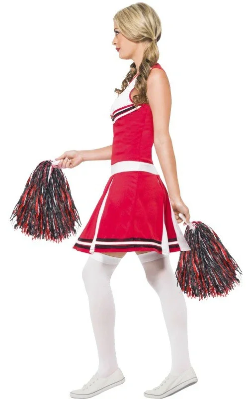 Disfraz de Animadora Roja con Pompones para Mujer - Image 3