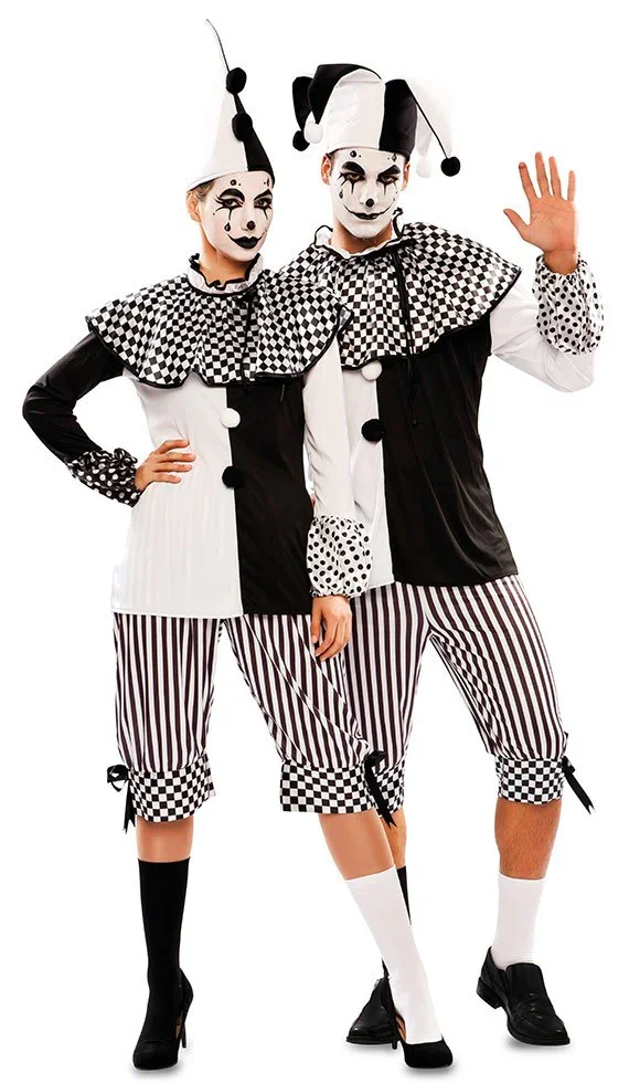 Disfraz de Arlequín Blanco y Negro para Hombre - Image 2