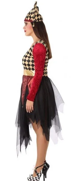 Disfraz de Arlequín Dorado y Rojo para Mujer - Image 6