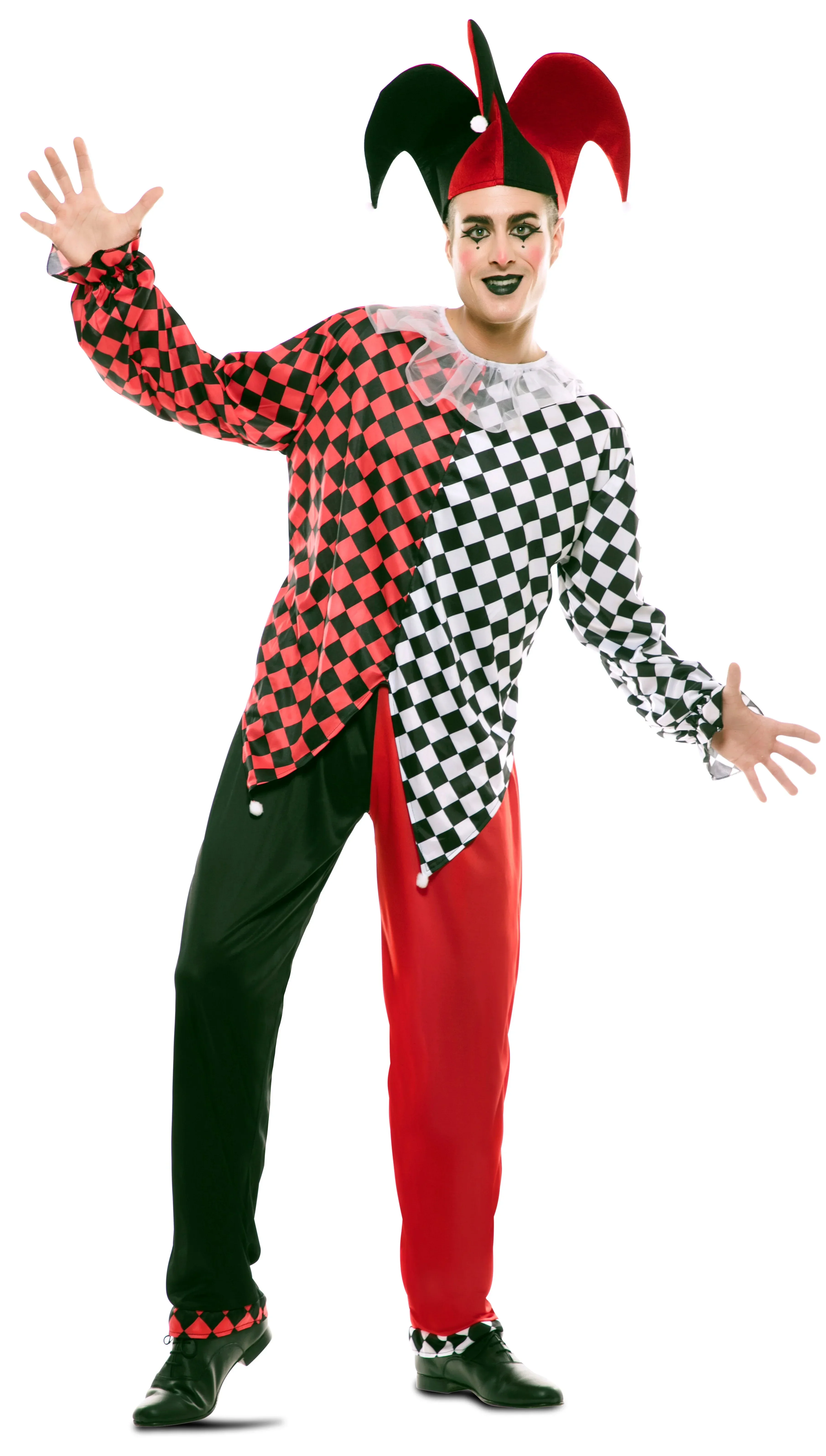 Disfraz de Arlequín Rojo y Negro para Hombre - Image 2