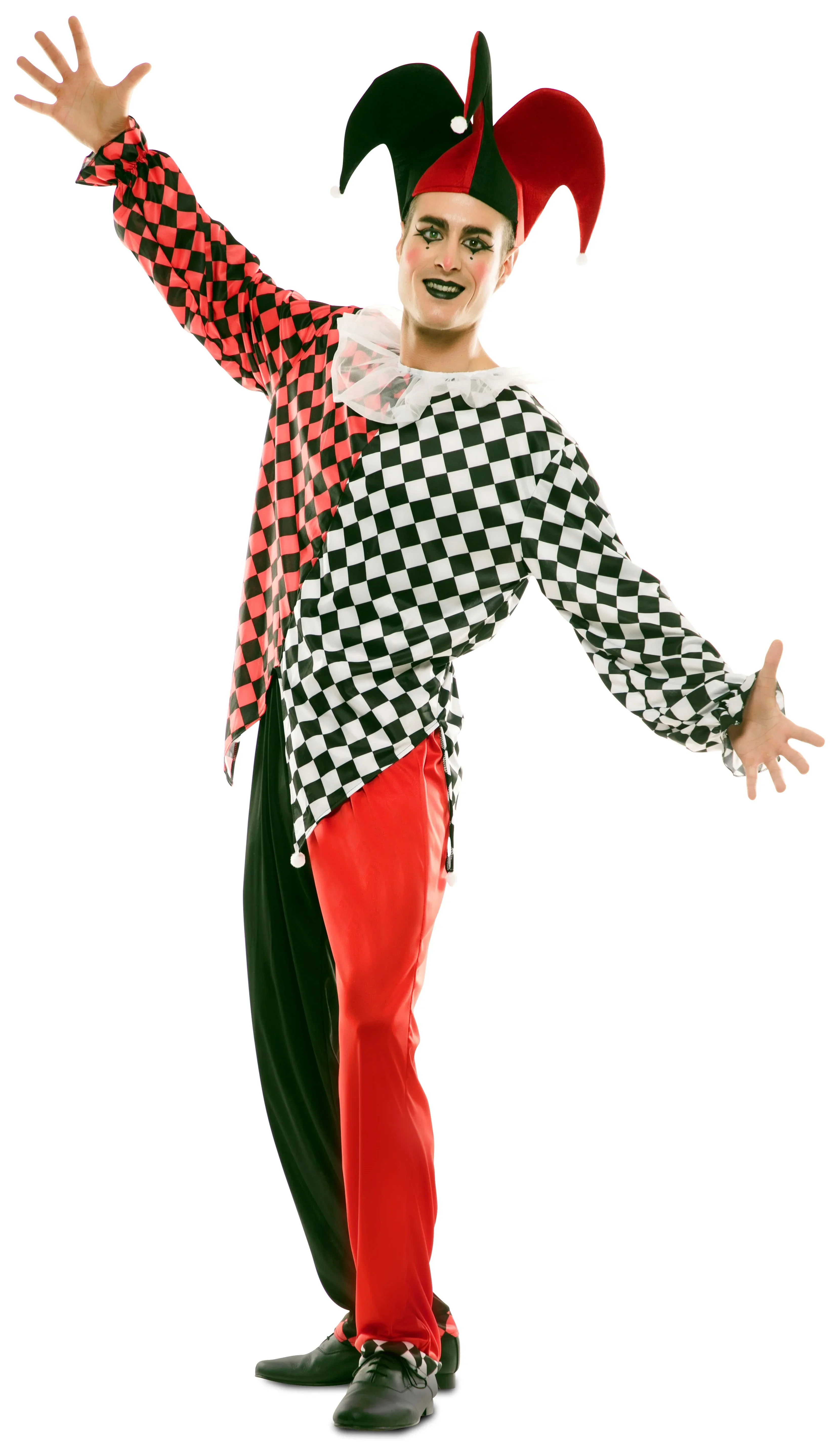 Disfraz de Arlequín Rojo y Negro para Hombre - Image 3