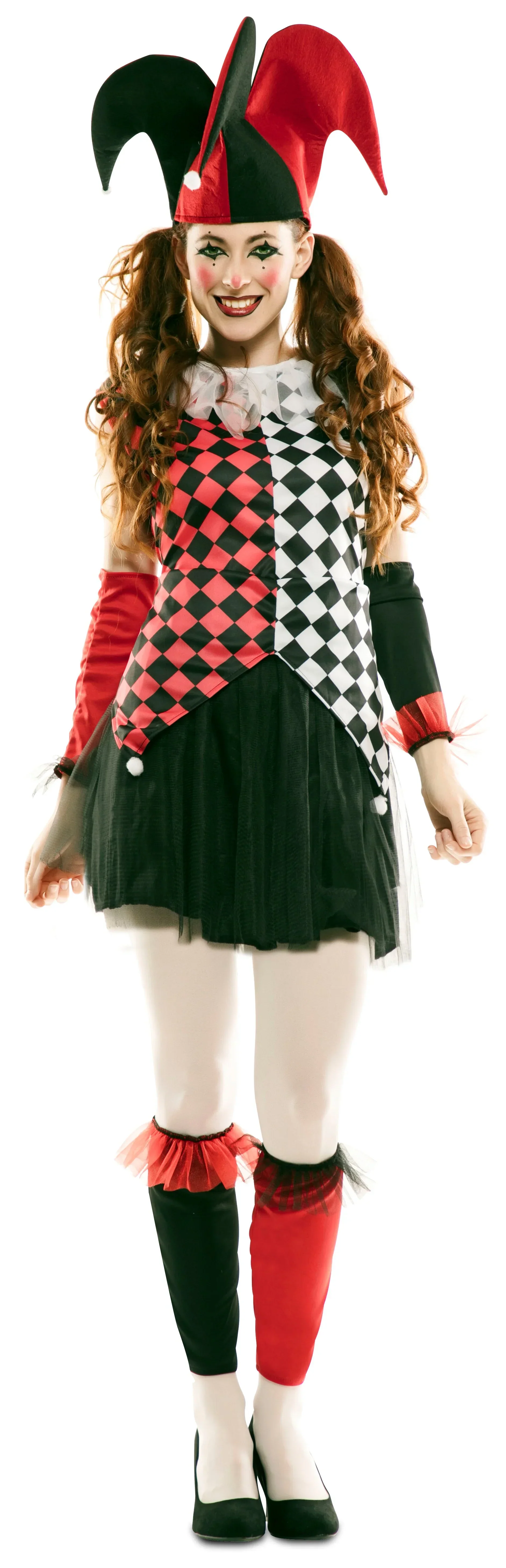 Disfraz de Arlequín Rojo y Negro para Mujer - Image 2