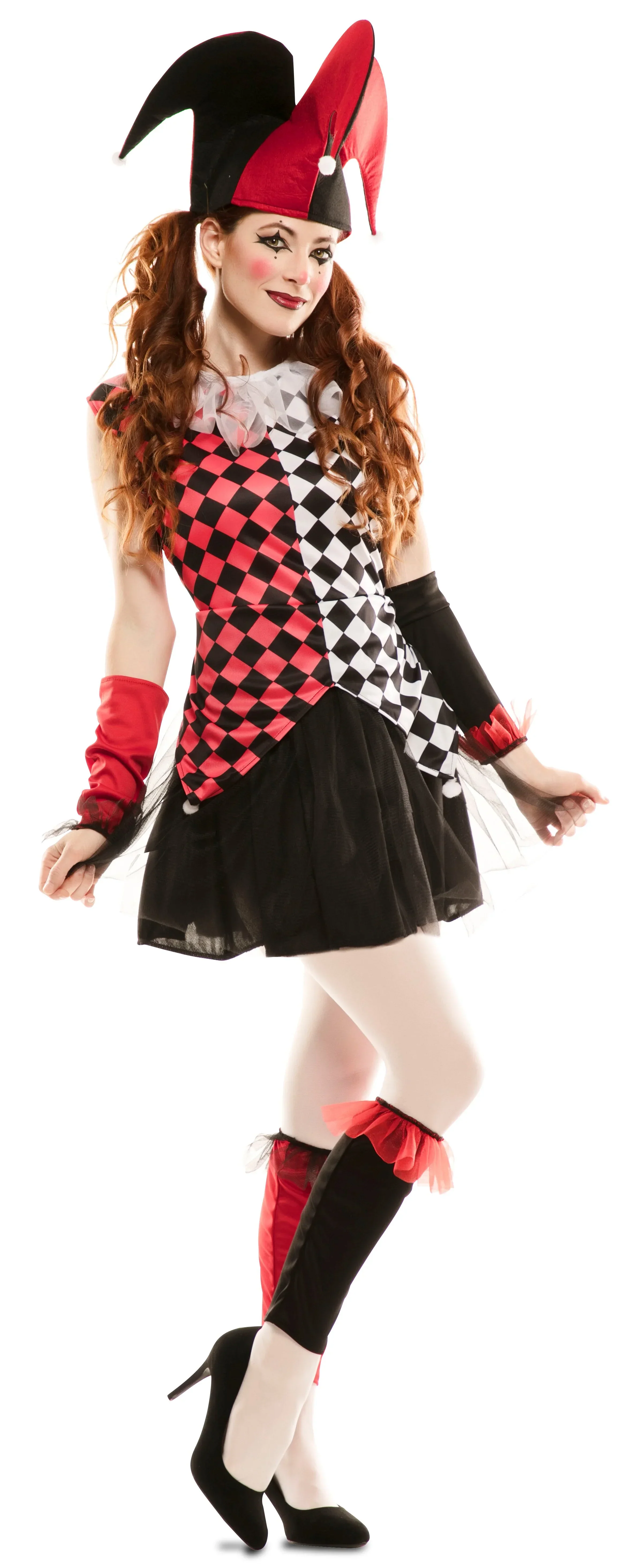 Disfraz de Arlequín Rojo y Negro para Mujer - Image 3