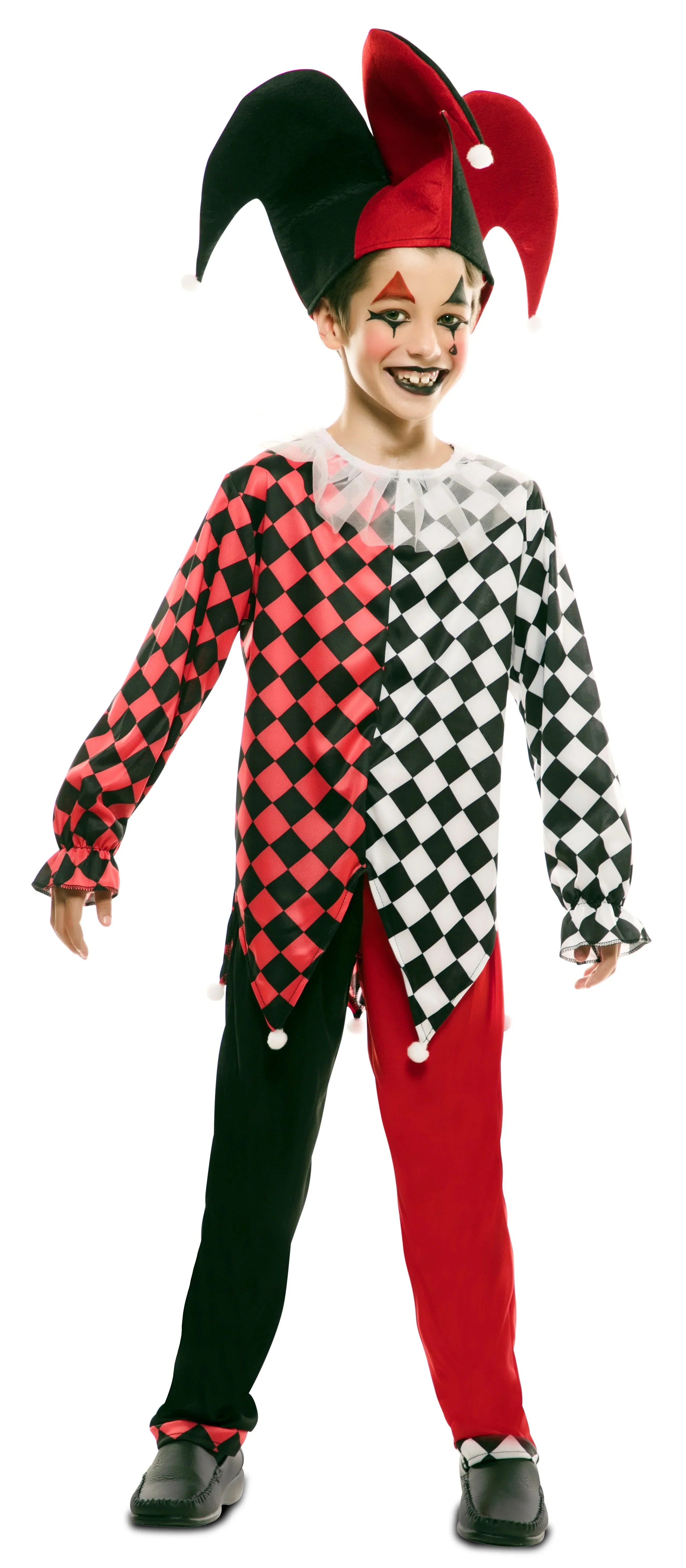 Disfraz de Arlequín Rojo y Negro para Niño - Image 2