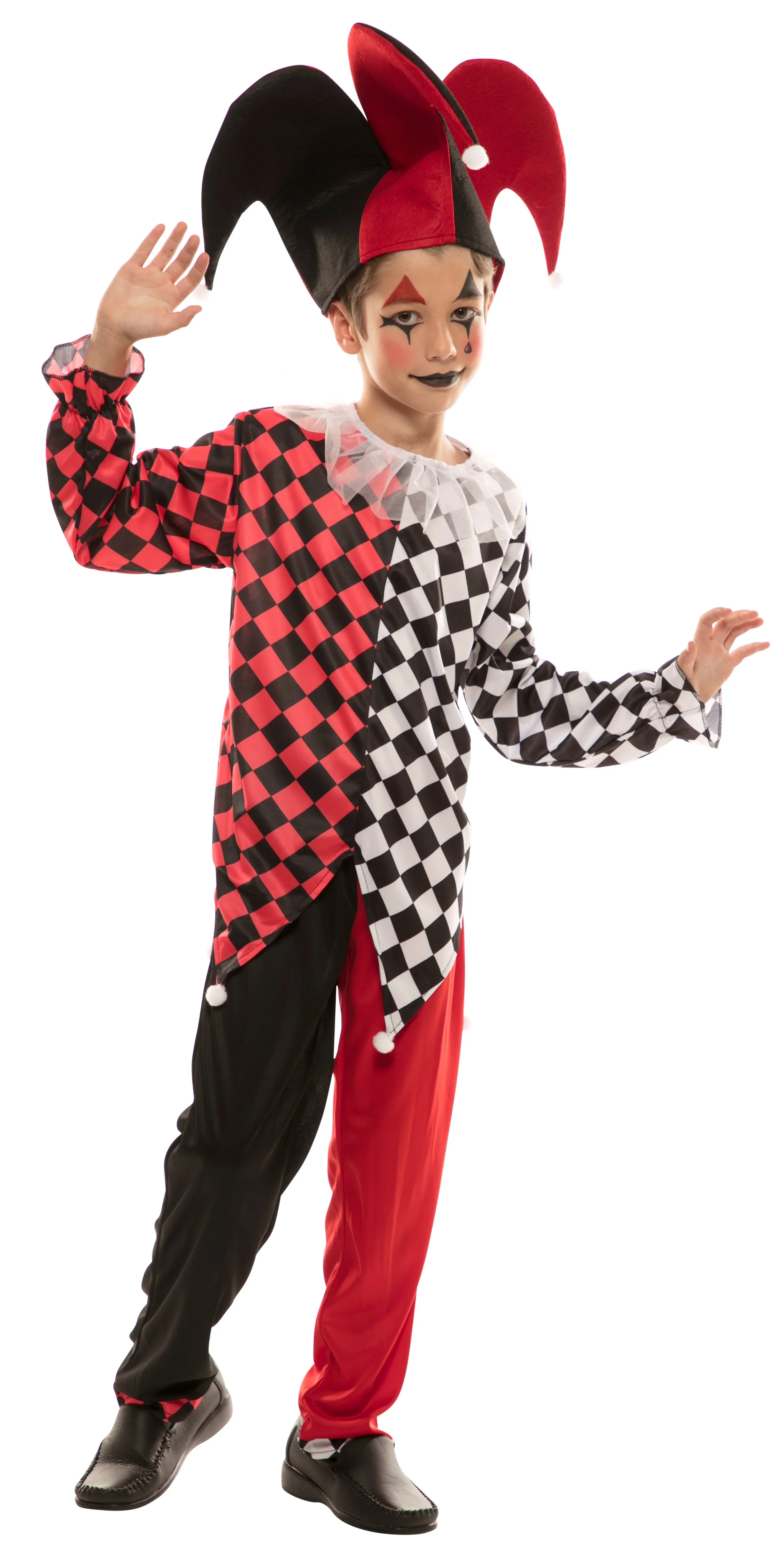 Disfraz de Arlequín Rojo y Negro para Niño - Image 3