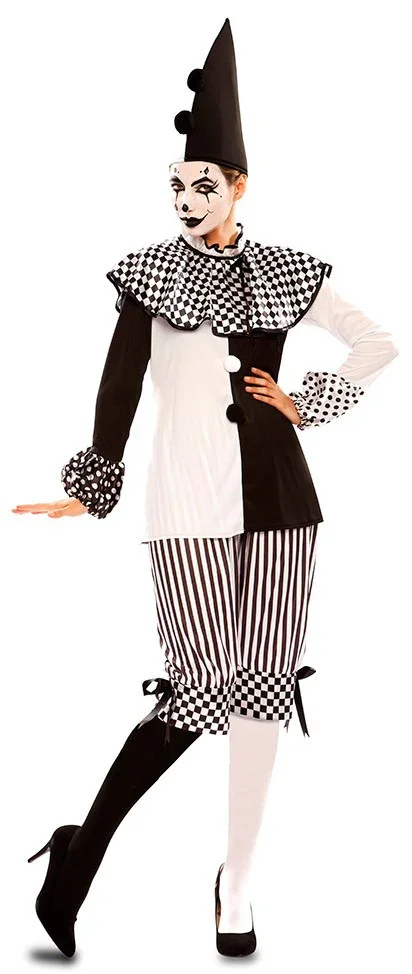 Disfraz de Arlequina Blanco y Negro para Mujer - Image 2