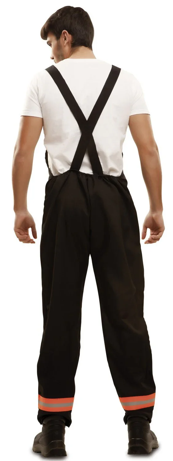 Disfraz de Bombero Negro con Peto para Hombre - Image 2