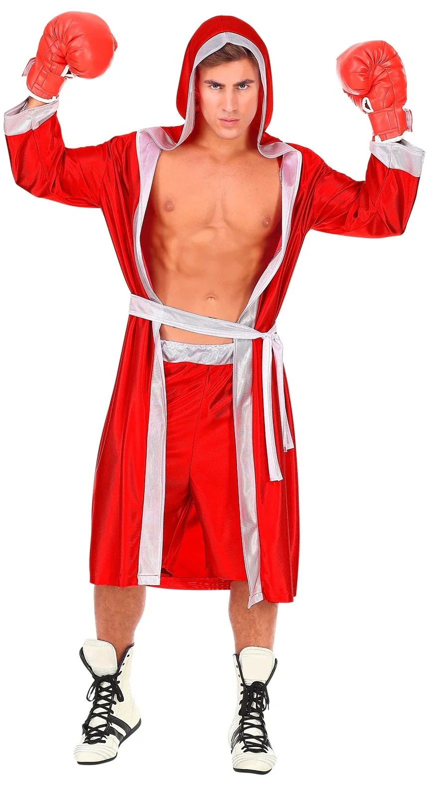 Disfraz de Boxeador Rojo con Bata para Hombre - Image 3