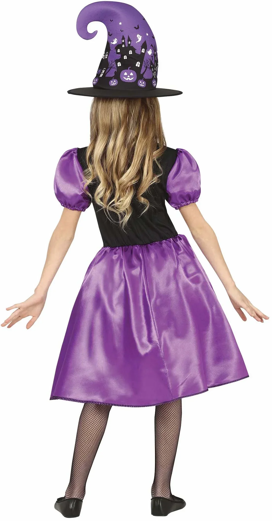 Disfraz de Bruja Morada con Dibujos para Niña - Image 2