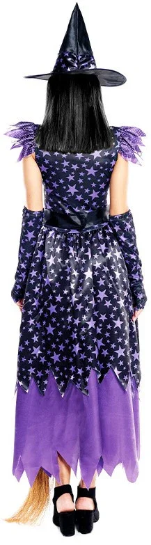 Disfraz de Bruja Morada con Estrellas para Mujer - Image 2