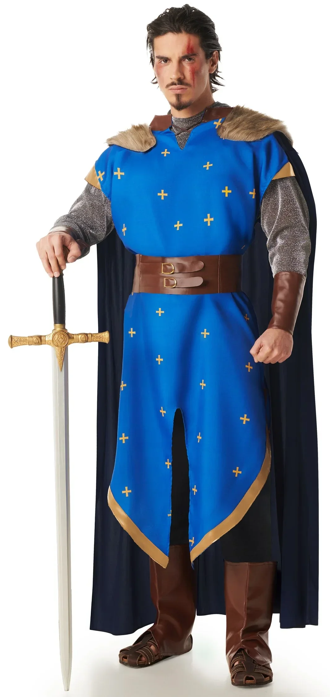 Disfraz de Caballero Medieval Azul con Capa para Hombre