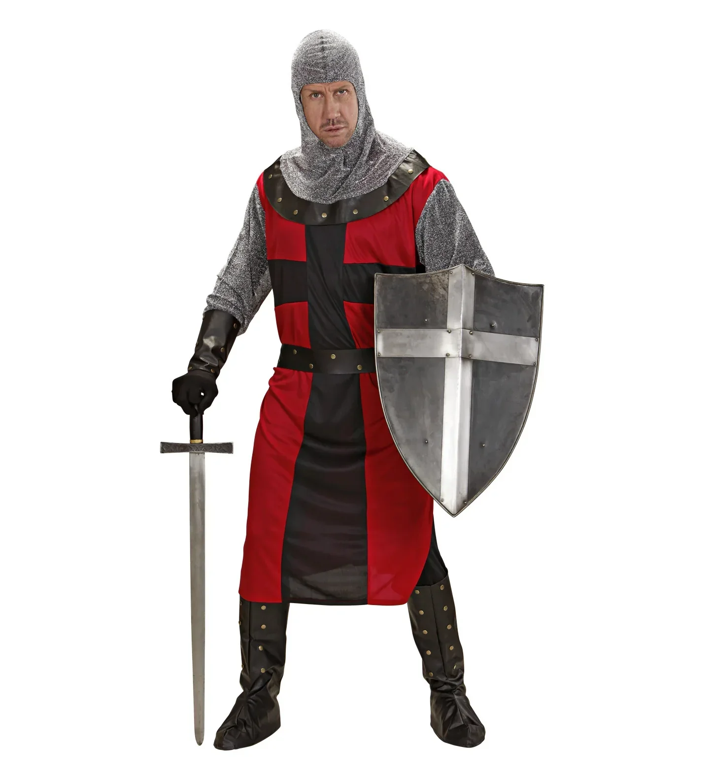 Disfraz de Caballero Medieval Rojo para Hombre - Image 3
