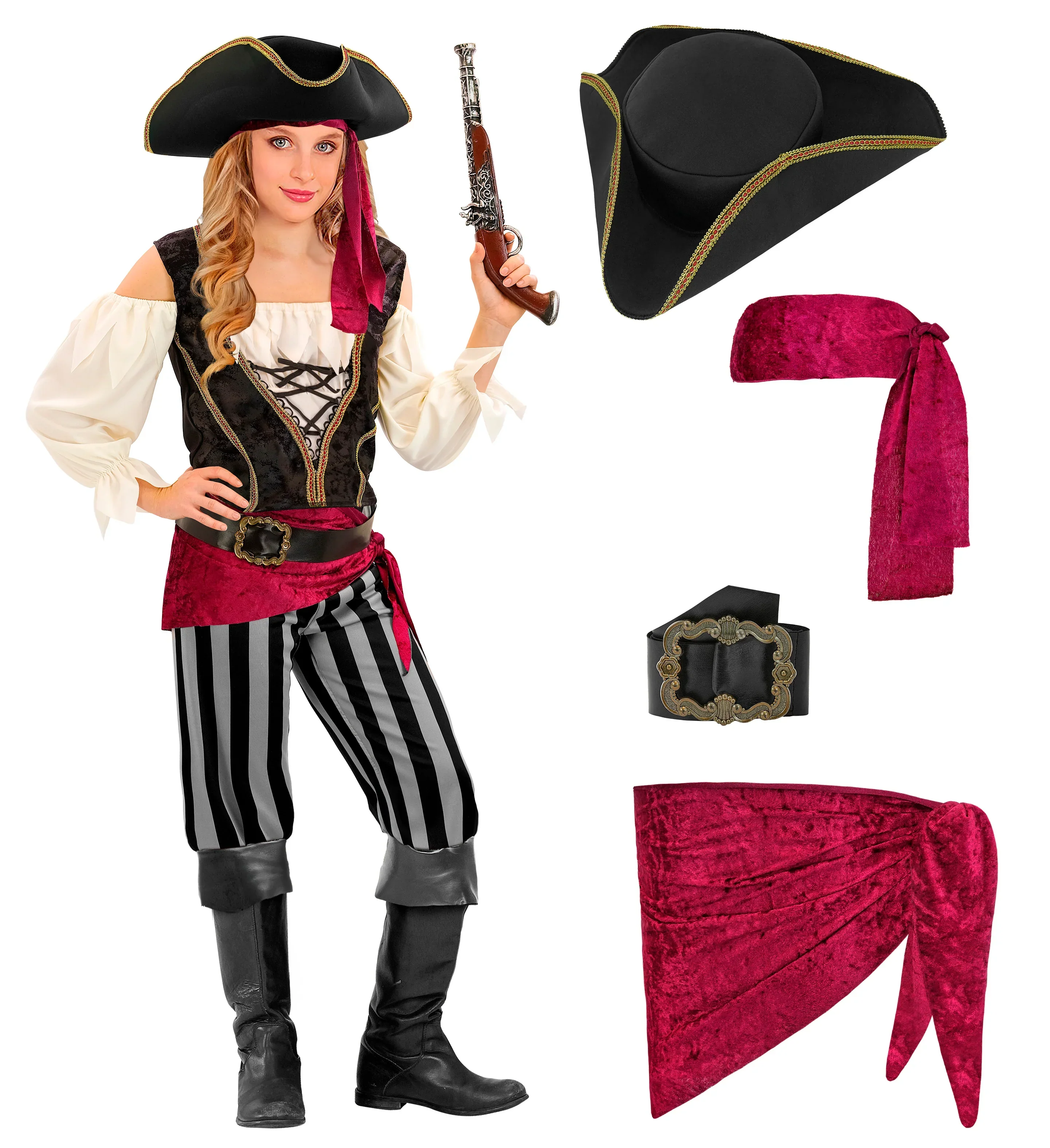 Disfraz de Capitana Pirata con Sombrero para Niña - Image 5