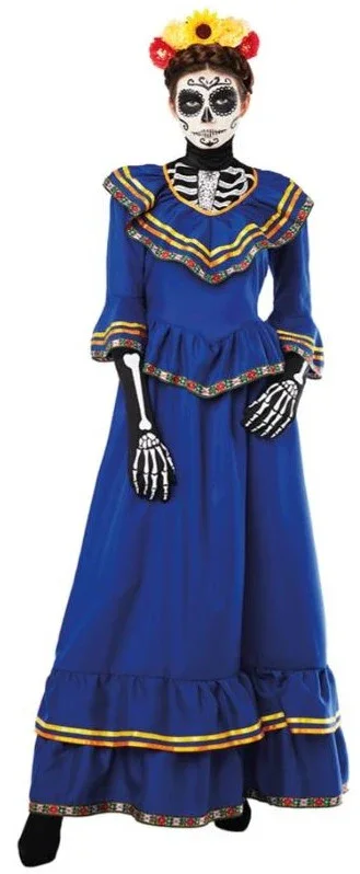 Disfraz de Catrina Mexicana Azul para Niña - Image 2