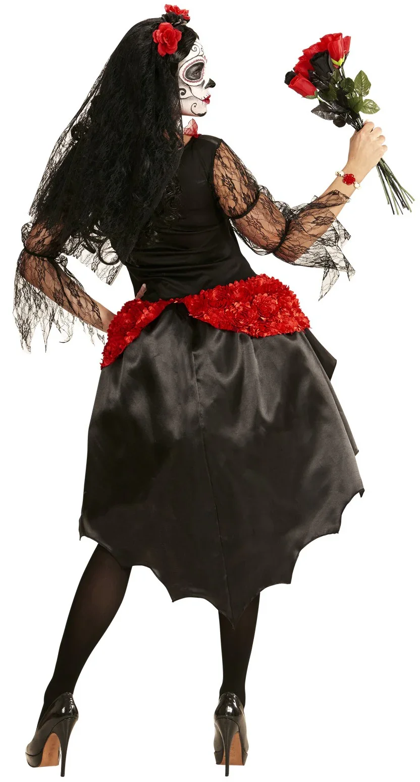 Disfraz de Catrina con Tocado para Mujer - Image 2