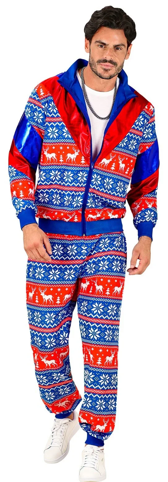 Disfraz Chándal con Estampado de Navidad Azul para Adulto