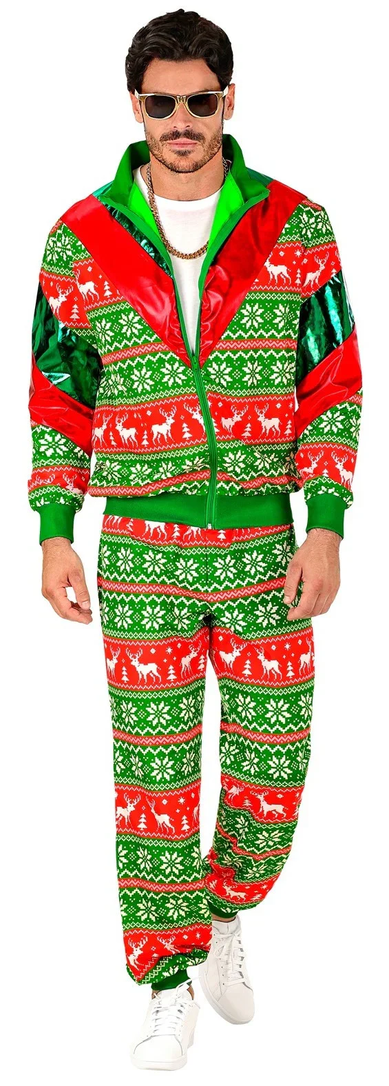 Disfraz Chándal con Estampado Navideño Verde para Adulto
