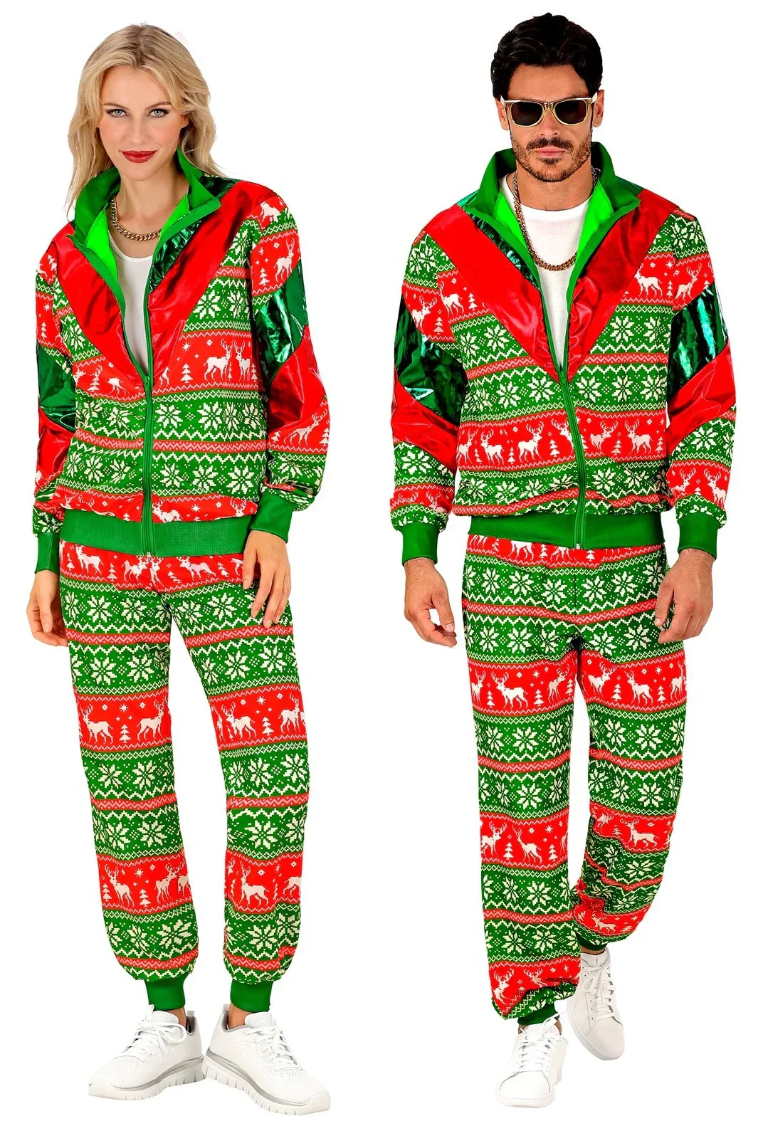 Disfraz Chándal con Estampado Navideño Verde para Adulto - Image 3