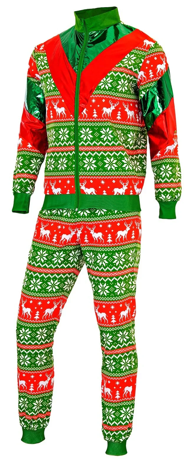 Disfraz Chándal con Estampado Navideño Verde para Adulto - Image 4