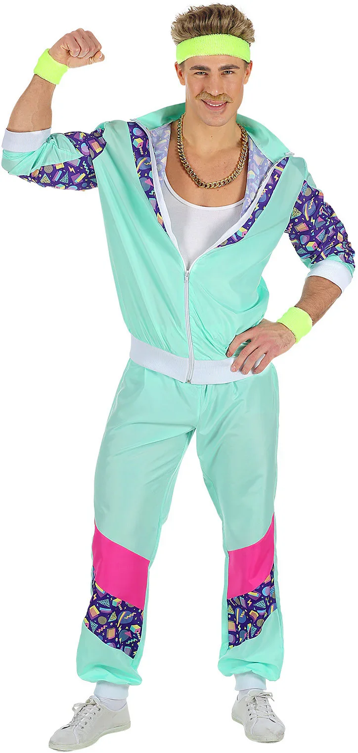 Disfraz Chandal de Táctel Azul Años 80 para Adulto - Image 3