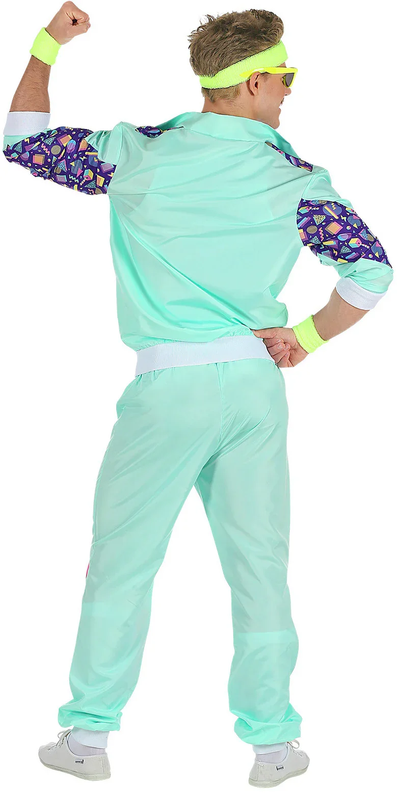 Disfraz Chandal de Táctel Azul Años 80 para Adulto - Image 5