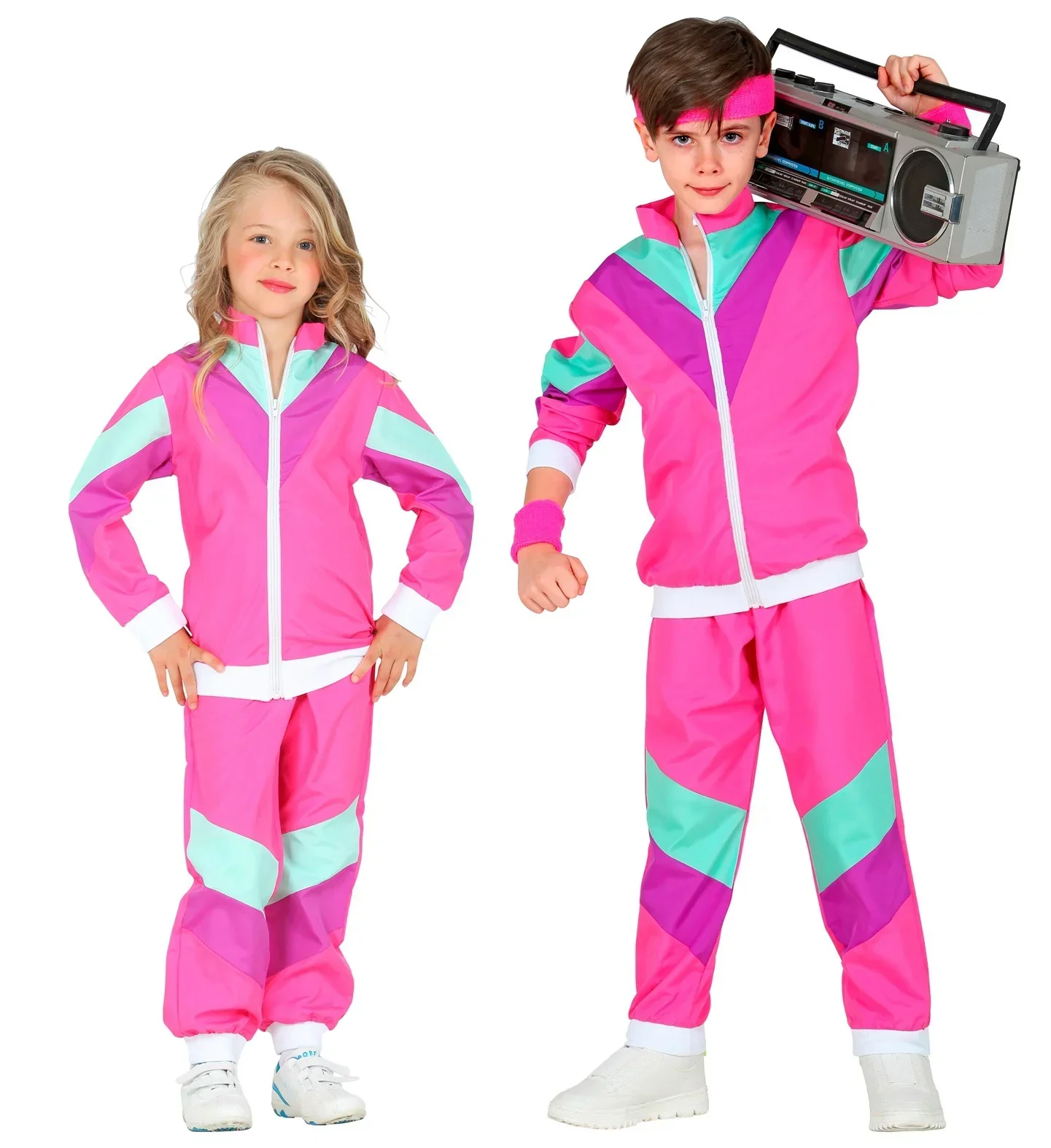 Disfraz Chándal de Táctel Ochentero Rosa Infantil - Image 5