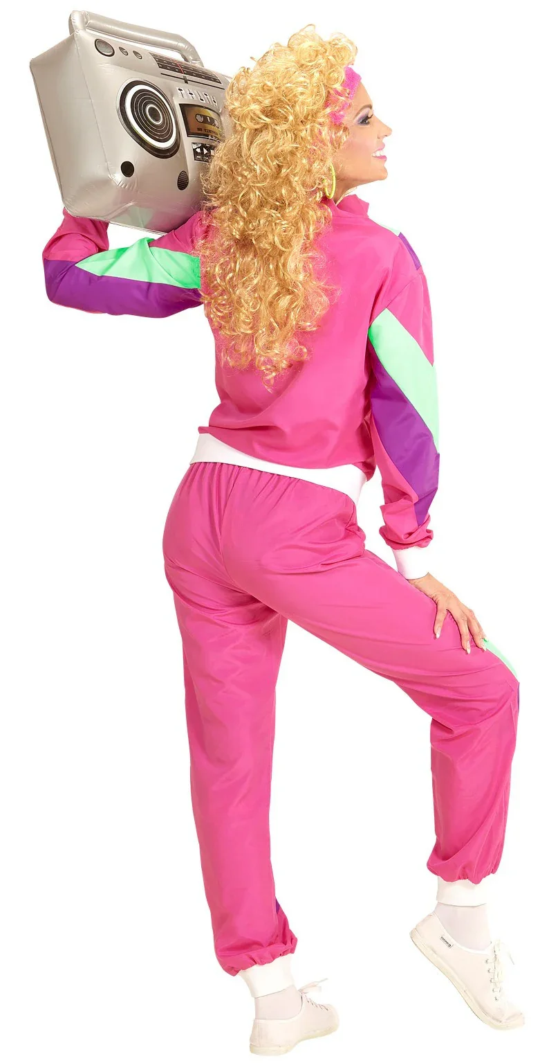 Disfraz Chándal de Táctel Rosa Años 80 para Adulto - Image 5