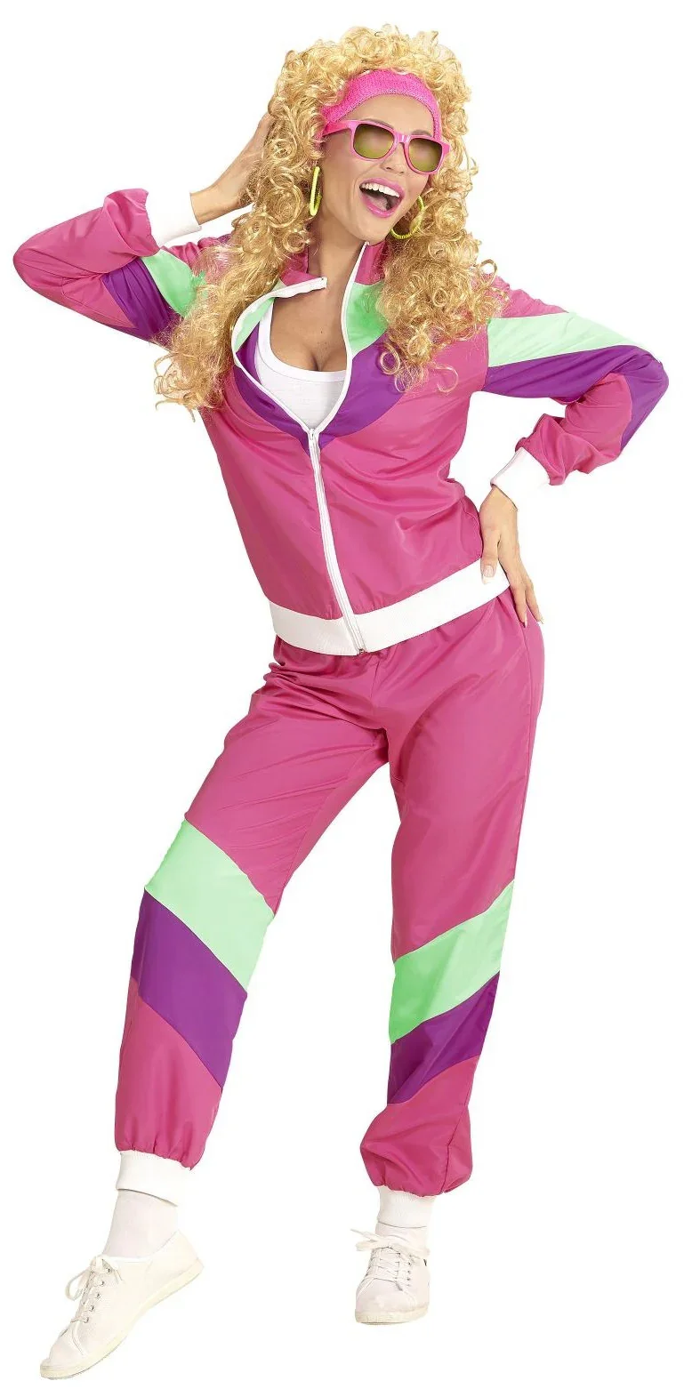 Disfraz Chándal de Táctel Rosa Años 80 para Adulto - Image 6