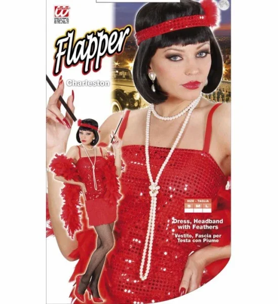 Disfraz de Charlestón Rojo Corto para Mujer - Image 3