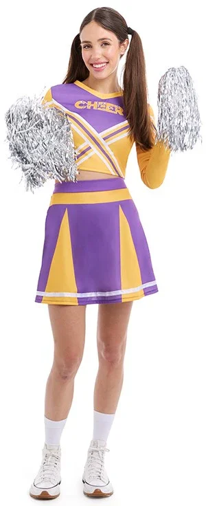 Disfraz de Cheerleader Púrpura y Amarillo para Mujer
