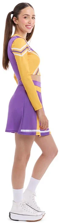 Disfraz de Cheerleader Púrpura y Amarillo para Mujer - Image 3