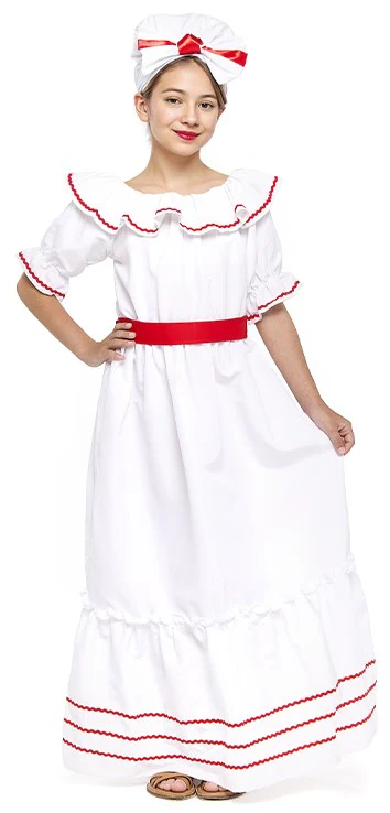 Disfraz de Cubana Tradicional Blanco para Niña