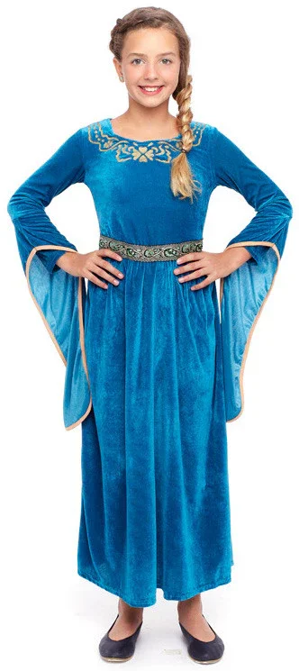 Disfraz de Dama Medieval Azul para Niña - Image 2