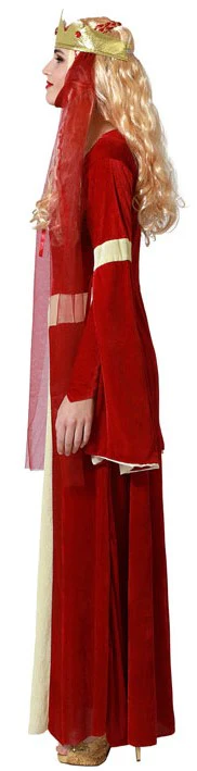 Disfraz de Reina Medieval Roja para Mujer - Image 3