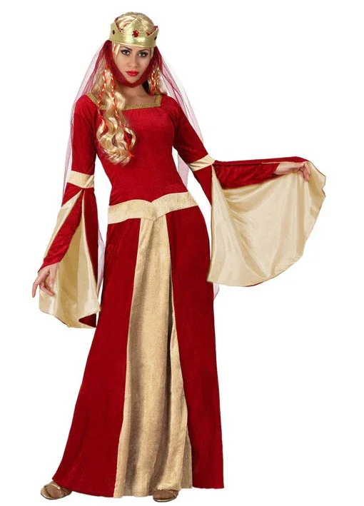 Disfraz de Reina Medieval Roja para Mujer - Image 4