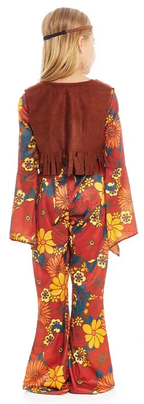Disfraz de Hippie Marrón para Niña - Image 2