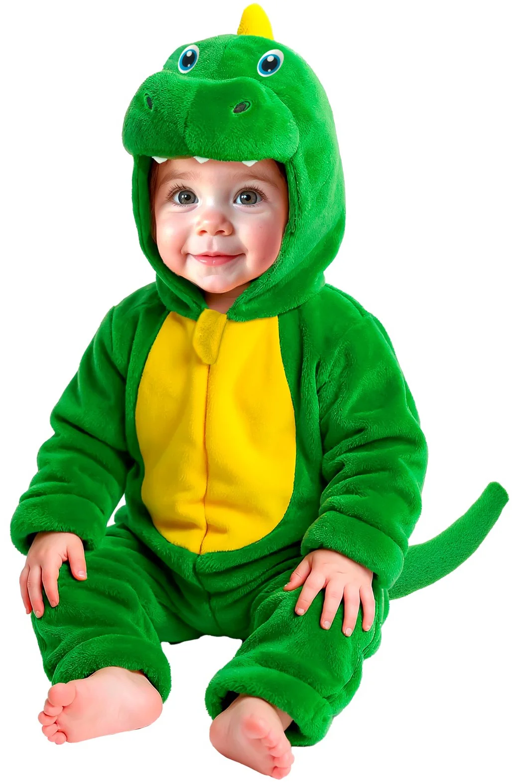 Disfraz de Dinosaurio Verde de Peluche para Bebé