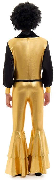 Disfraz Disco Años 70 Dorado y Negro para Hombre - Image 2