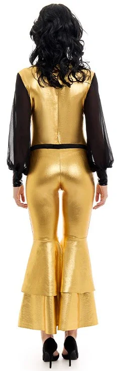 Disfraz Disco Años 70 Dorado y Negro para Mujer - Image 2