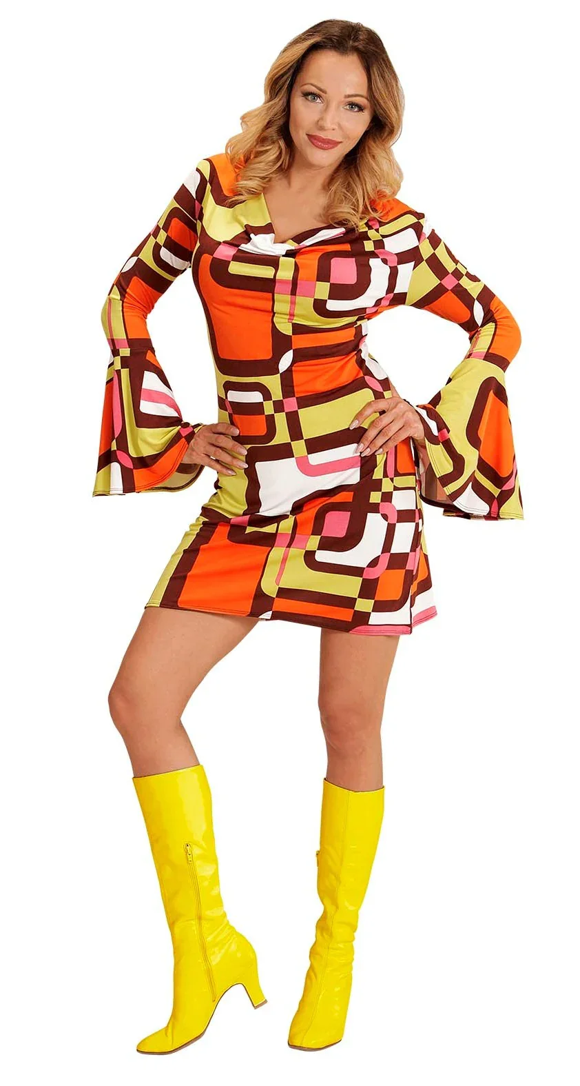 Disfraz Disco Años 70 Naranja y Amarillo para Mujer - Image 3