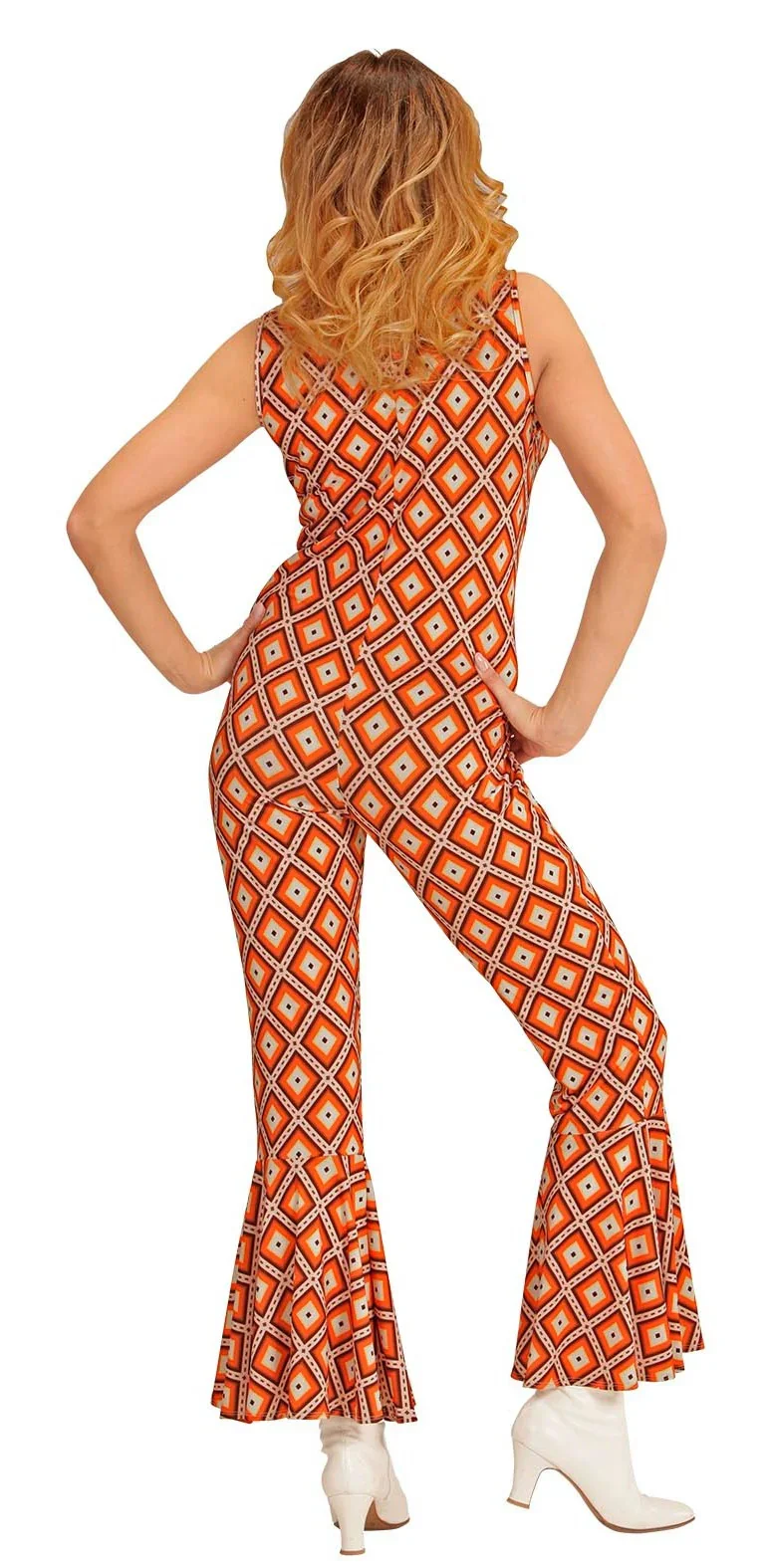 Disfraz Disco Años 70 Naranja y Blanco para Mujer - Image 2