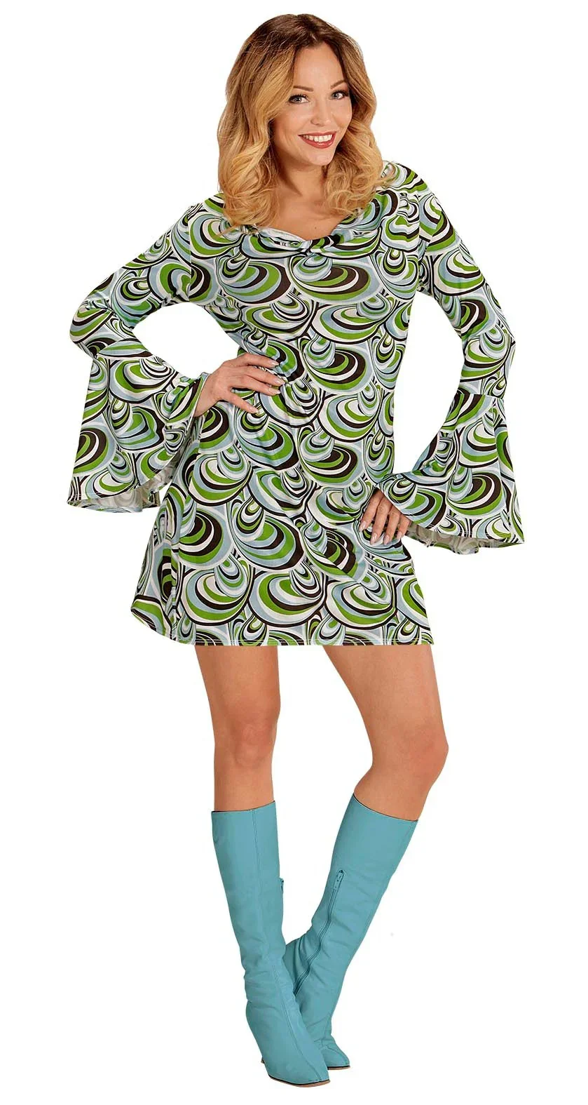 Disfraz Disco Años 70 Verde y Azul para Mujer - Image 3