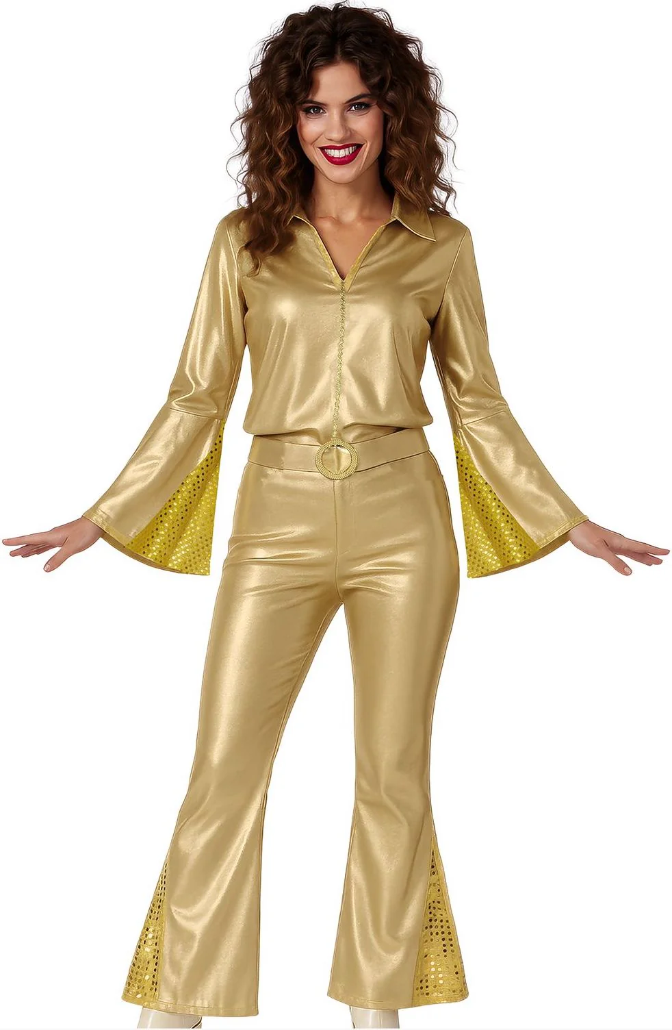 Disfraz Disco Dorado Brillante para Mujer