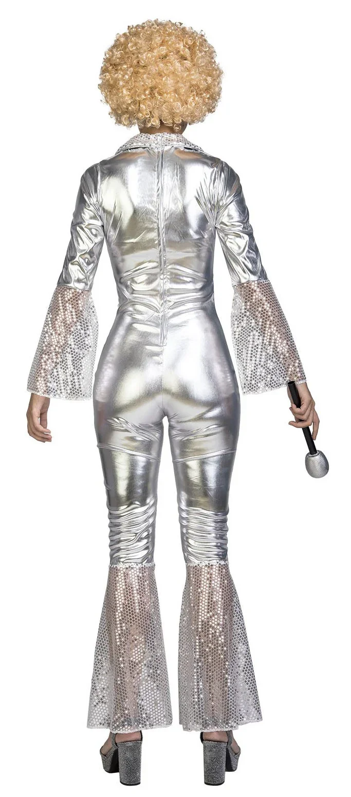 Disfraz Disco Plateado con Lentejuelas para Mujer - Image 2