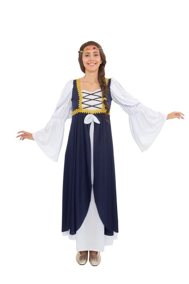 Disfraz de Doncella Medieval Azul para Mujer