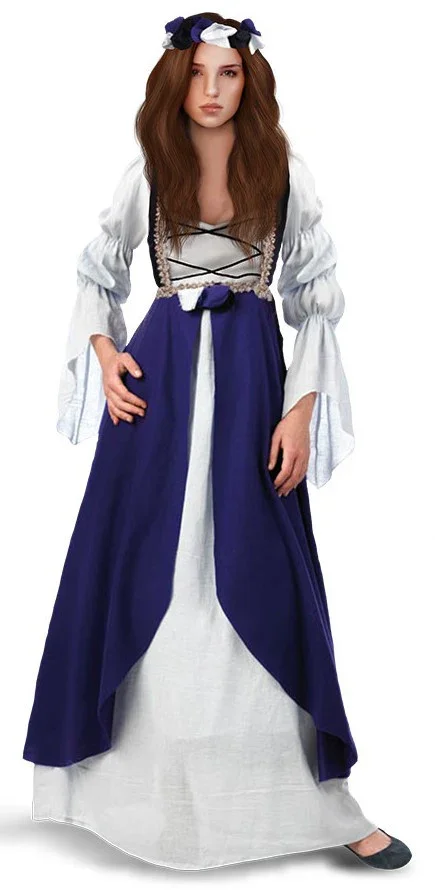 Disfraz de Doncella Medieval Azul para Mujer - Image 6